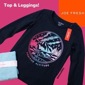 NWT Joe Fresh Girls 2 Piece Positive Graphic Set